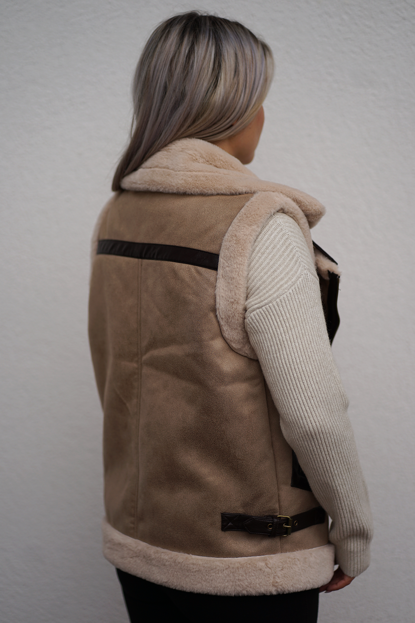 Weste mit fellimitat Clearance